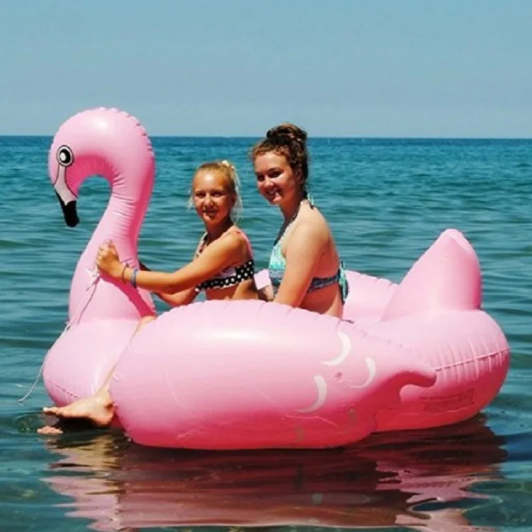 60 Inch Giant Inflatable Flamingo Pool Float Pink Ride-On Mattress Swimming Ring Adults Children Water Party Toys Piscina