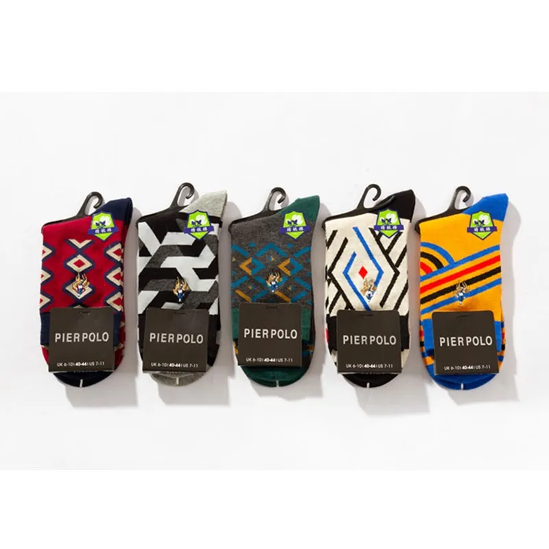 5 pairs of new men's deodorant medium tube socks pure cotton genuine business stripe standard breathable socks hot wholesale