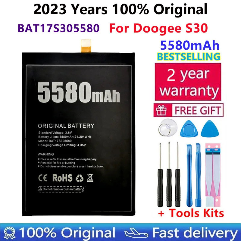 

100% Original Replacement 5580mAh Parts backup battery for For Doogee S30 S 30 BAT17S305580 Cell Phone Battery Batteries Bateria