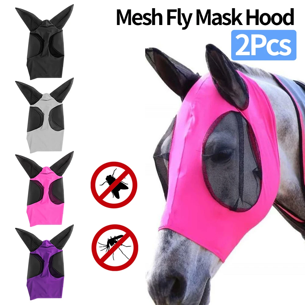 Эластичная Вязаная Сетчатая Маска Для Мух Дышащая Защита Ушей Верховой Езды От
