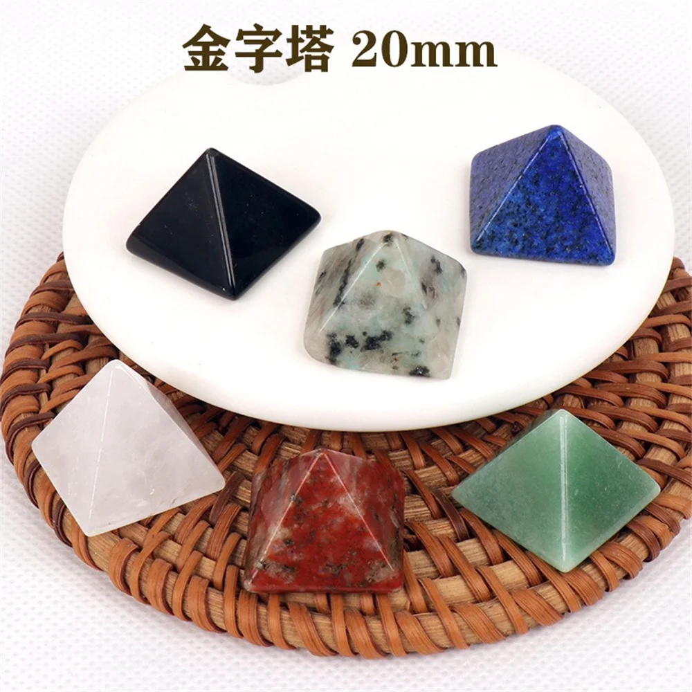 

1PC 20mm Natural Crystal Pyramid Healing Crystals Crafts Rose Quartz Chakra Reiki Rainbow Fluorite Home Decor Point