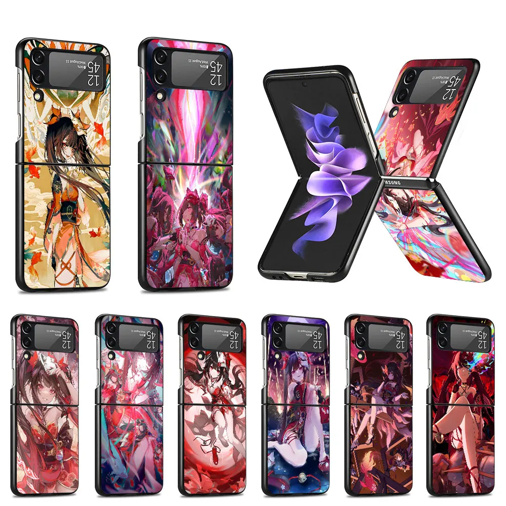 Блестящий чехол для Samsung Galaxy Z Flip 4 3 черный сотового телефона Flip4 Flip3 Жесткий Чехол