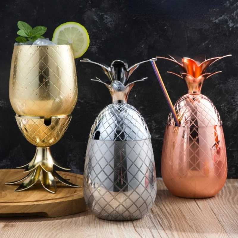 

500-600ml Creative Metal Pineapple Cup Moscow Mule Cup Cocktail Cold Drink Sand Ice Festival Drinkware Mug