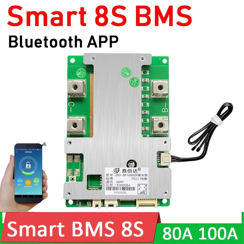 

Защитная Плата Smart BMS 8S 80A 100A lifepo4 для литиевого аккумулятора с балансировкой bms 24 в Bluetooth приложение ЖК-дисплей контрольный монитор