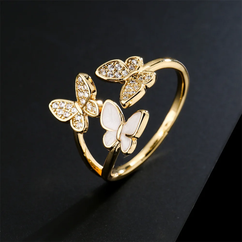 

Sunflower Oil 18K Gold Butterfly Open Ring Woman Ring Toi Vintage Rings for Men Women's Stainless Steel Rings Man Custom Jewelry