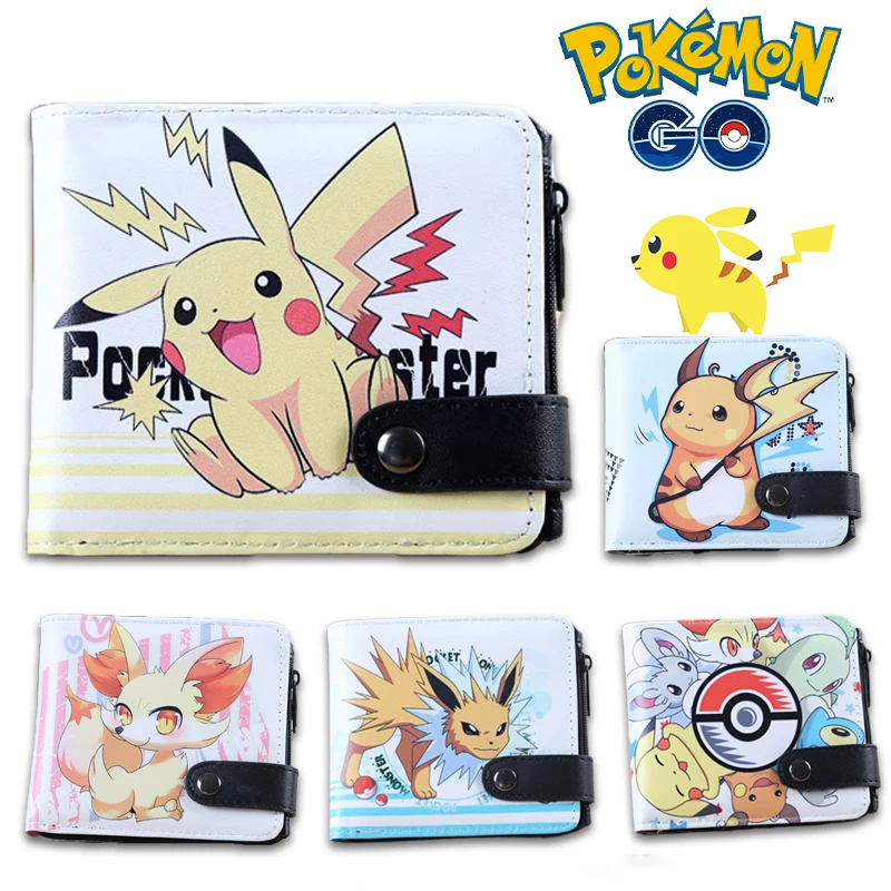 Милый кошелек с покемоном Пикачу, кошелек с монетницей для студентов из аниме, милый кошелек для монет в стиле Kawaii, Raichu, Jolteon, Fennekin, большая емкость, искусственная кожа