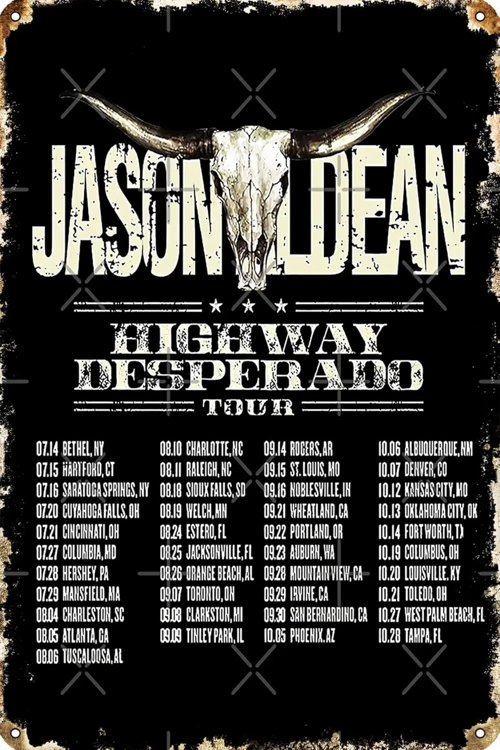Jason Aldean Tour Guitar Muisc Металлический винтажный жестяной знак Плакат для внутреннего и