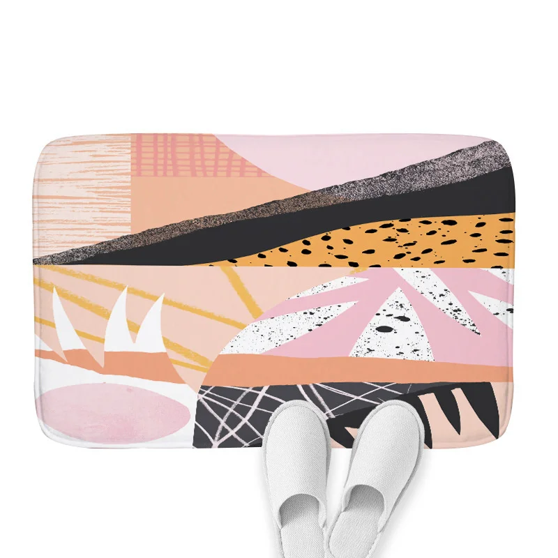 

Flannel Indoor Hallway Mat Kitchen Carpet Washable Modern Rug Memory Foam Abstract Geometric Bath Mats Lounge Rug Room Carpets 1