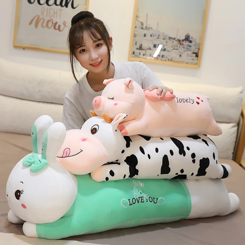 

1Pcs Pig Rabbit Cow Plush Birthday Party Soft Plush Toy Stuffing Cute Big Doll Kawaii Plush Stuffed Animal Gift for Kid Baby Toy