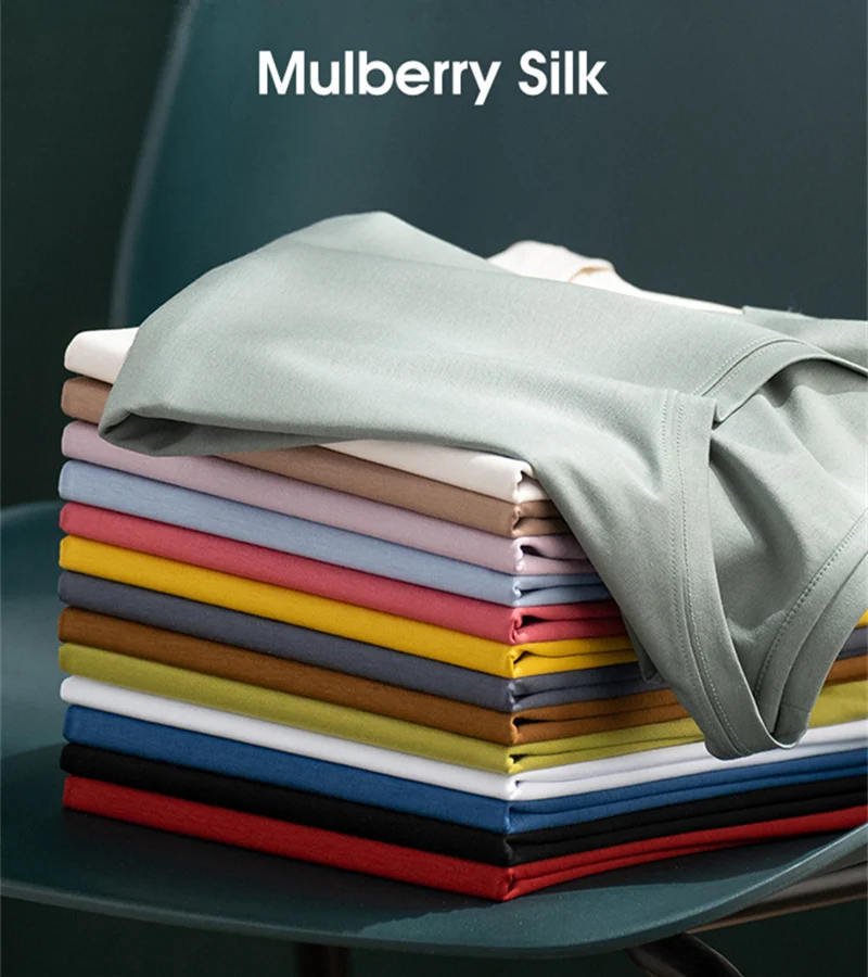 MRMT 2023 Brand New Women's Mulberry Silk Mercerized Cotton T Shirt Women's Loose Simple Round Neck Slim Slim Short Sleeve
