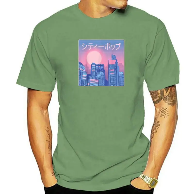 

Винтажные мужские футболки Vaporwave с японским аниме Токийский город 90-х годов, Молодежные топы, рубашка, топы с принтом, обычные классические футболки