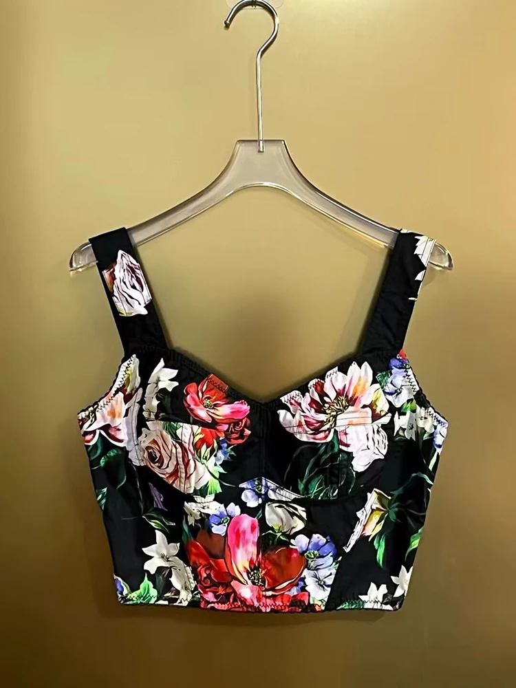 Seasixiang женские короткие топы на тонких бретельках с открытой спиной + юбка