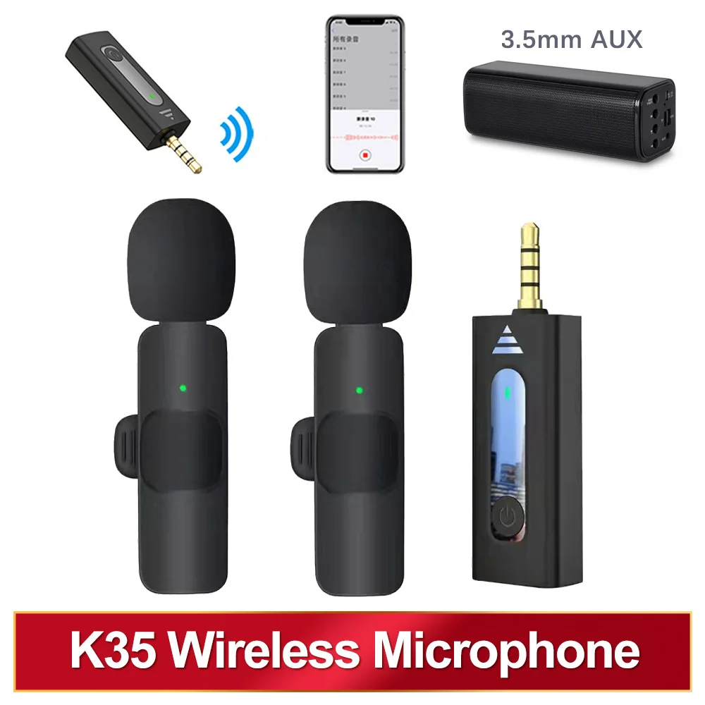 

2022 Wireless 3.5mm Lavalier Lapel Noise Reduction Microphone Omnidirectional Condenser Mic K35 For Camera AUX Speaker Megaphone