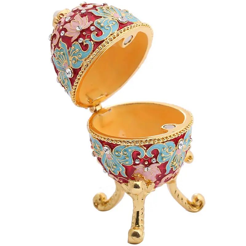 

European Style Trinket Box Egg Shape Jewelry Storage Case Elegant Desktop Ornament