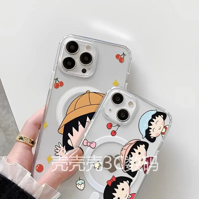 Фото Милый магнитный чехол для телефона Chibi Maruko-chans для Samsung Galaxy S25 S24 S23 S22 S21 S20 FE Edge Plus Ultra 5G, прозрачный чехол из ТПУ №5