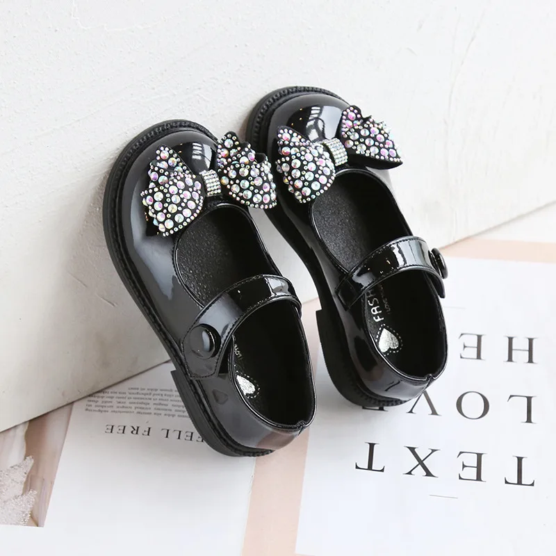 

Spring new girls bow princess shoes children's soft-soled shoes leather shoes
