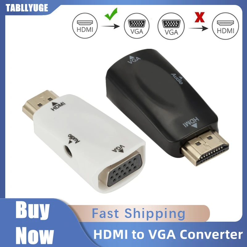 

HDMI-compatible to VGA Converter Male to Female Adapter with 3.5mm Jack Audio Cable HD 1080P For PC Laptop Box Display Projector