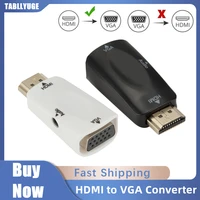 hdmi compatible to vga converter male to female adapter with 3 5mm jack audio cable hd 1080p for pc laptop box display projector
