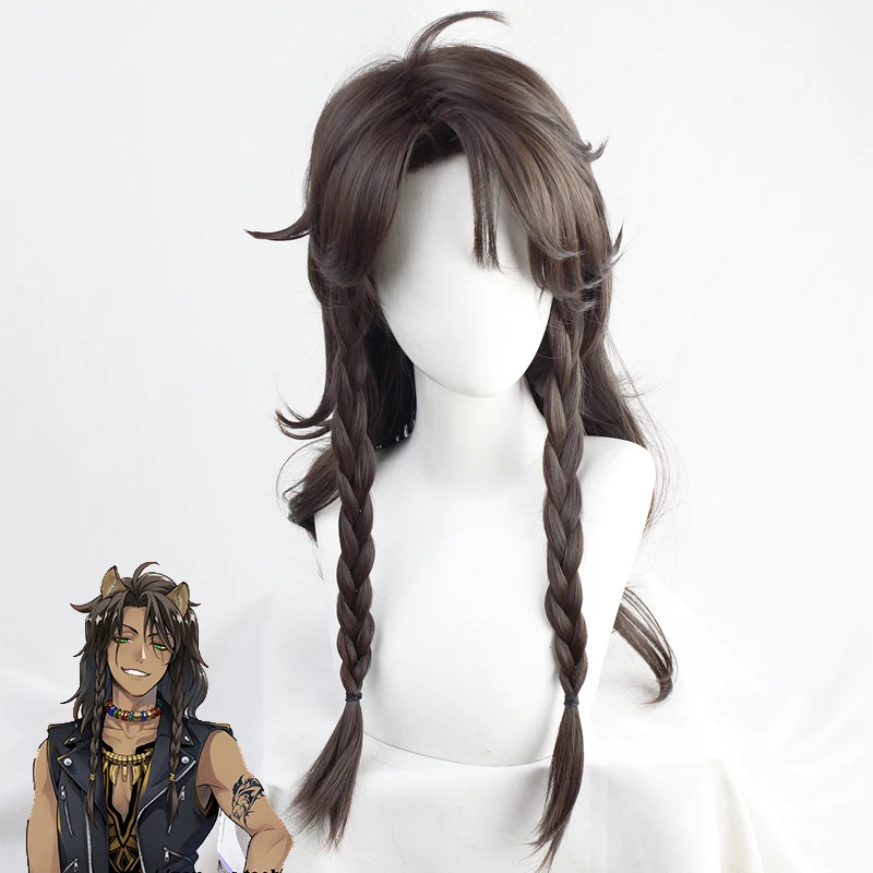 

Twisted-Wonderland Leona Kingscholar Cosplay Wigs Brown Braid Long Heat Resistant Synthetic Hair Carnival Halloween Party Wig
