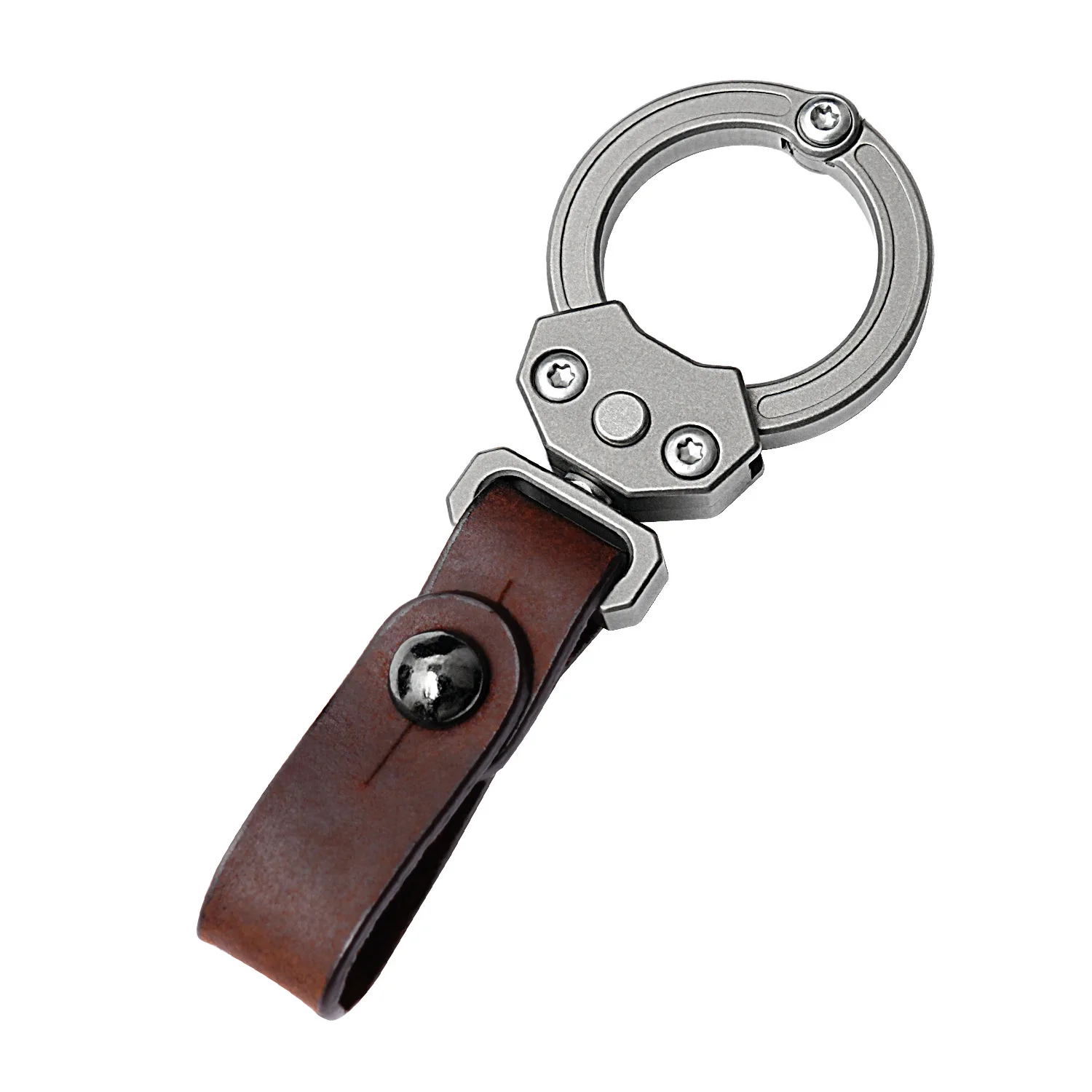 Брелок для ключей из титанового сплава, оригинальный Автомобильный держатель для ключей, подвеска из воловьей кожи для повседневного использования, уличный инструмент, гаджет, подарок для мужчин