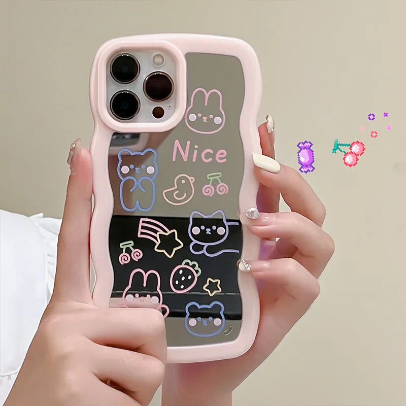 

Cartoon Cute Animals Electroplated Mirror Phone Case for IPhone 14 13 12 11 Pro XS Max 8 7 Plus XR Shockproof Phone Cover