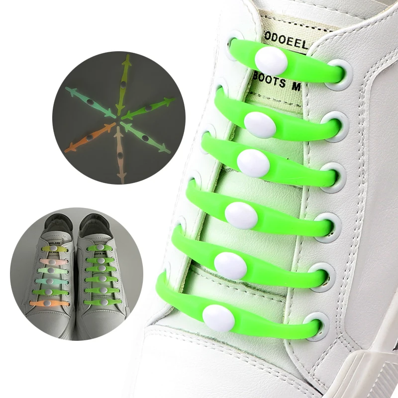 

Silicone Tieless Shoelaces for Sneakers Elastic No Tie Shoe Laces Reflective Fluorescence Glow Shoelace Rubber Bands for Shoes