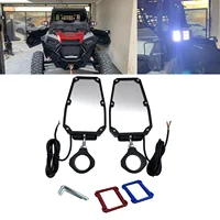 UTV 1.75-2" Roll Bar Cage Offroad  Side Rear View Mirrors With LED Spot Light For Polaris RZR XP 900 1000 Can-Am Yamaha Honda