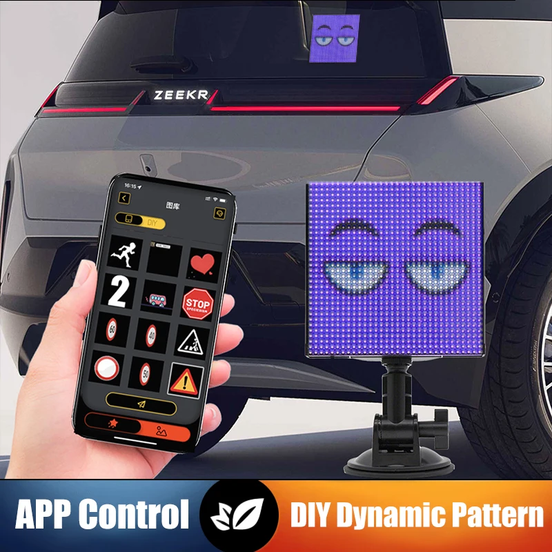 

Car LED Sign Car Rear Windshield LED Display Screen Phone APP Control Car LED Expression Screen Panel With Suction Cup Bracket