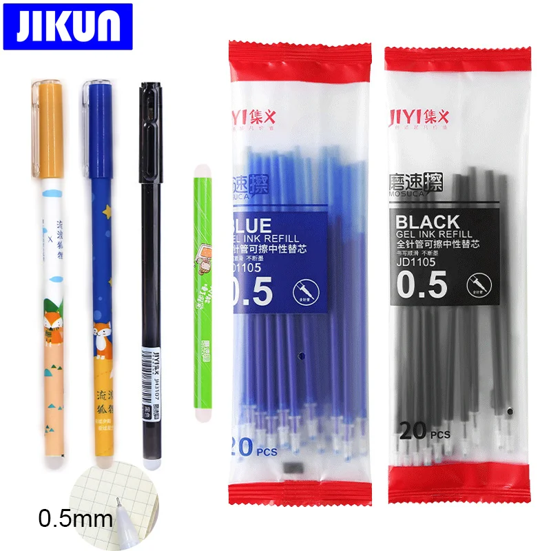 

JIKUN Erasable Gel Pen Set 0.5mm Refills Rod Muti Colors ink Erase Pens Stationery School Office Writing Accessories