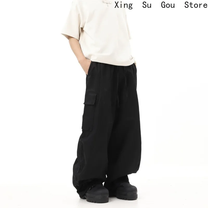 Мужские эластичные комбинезоны цвета хаки в стиле ретро широкие швабры хип-хоп