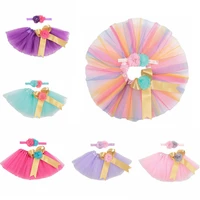 7 colors newborn baby girls bowknot tutu skirt flower headband photography prop costume infant set