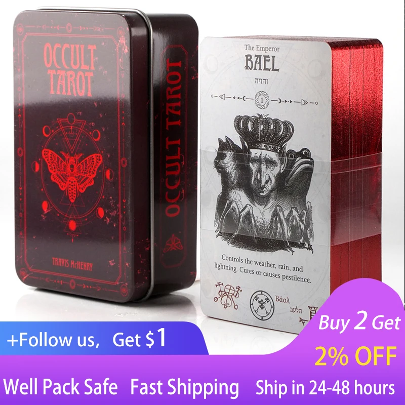 

Occult Noow Noen Tarot Deck Oracles Cards Iron Box Blue Heart Paper Bronzing Process Entertainment Table Game
