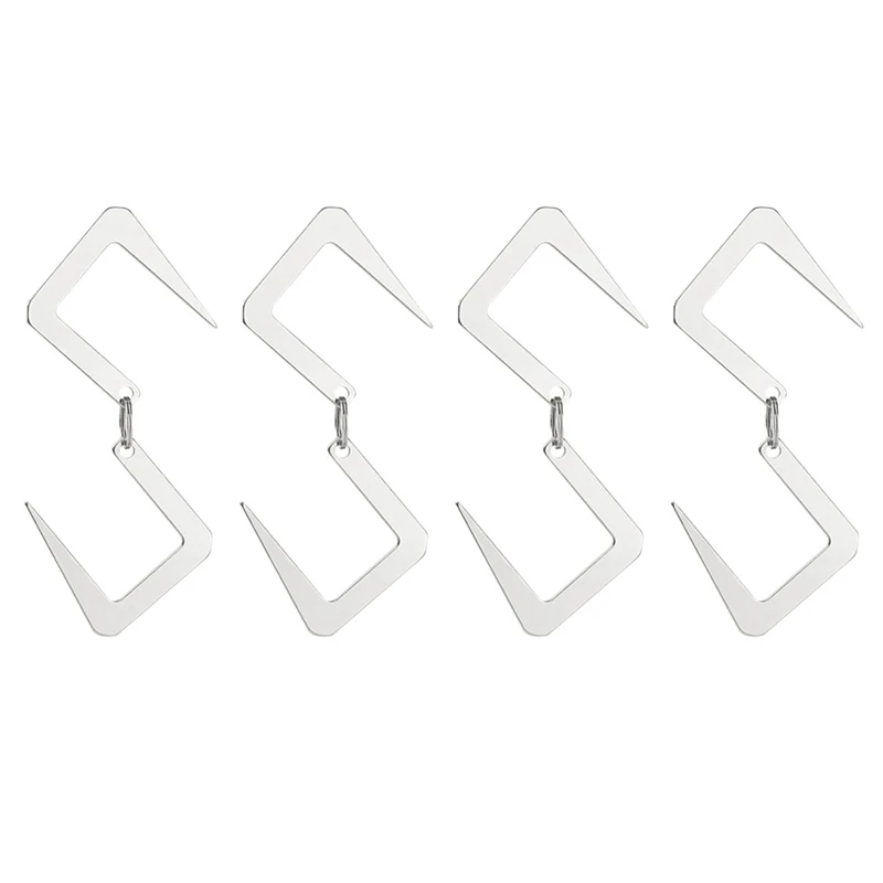 

4 PCS Hanging Hook S-Shaped Hooks Outdoor Triangular Pot Cookware Lamp Holder Hook For Camping Clothesline Hanger