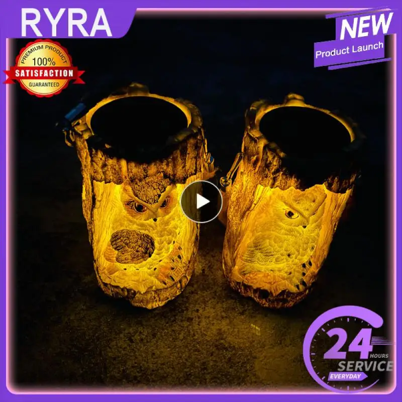 

Solar Lights Outdoors Hanging Garden Lantern Owl Tree Stump Resin Led Camping Lawn Light Wall Lamp For Walkway Corridor