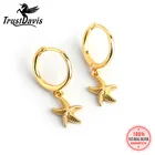 TrustDavis, маленькие Подвесные серьги-кольца из серебра 925 пробы для женщин, очаровательные женские серьги-кольца с морскими звездами, ювелирные изделия, DA673