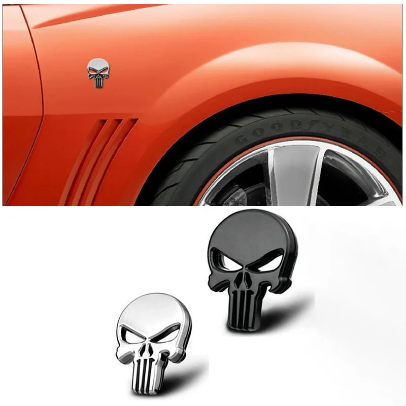 

1 Pc Punisher Metal Badge Magwell Sticker Self Adhesive DIY Punisher Skull Badges Metal Decal Sticker 3D Motorcycle Car Emblem