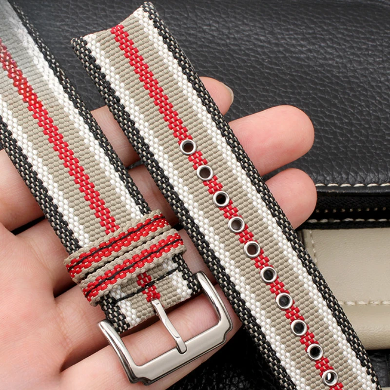 

Nylon Soft Comfortable Watch Strap for Burberry Citizen Omega Haima Hamilton Men's Canvas 22MM Arc Interface Watchbands