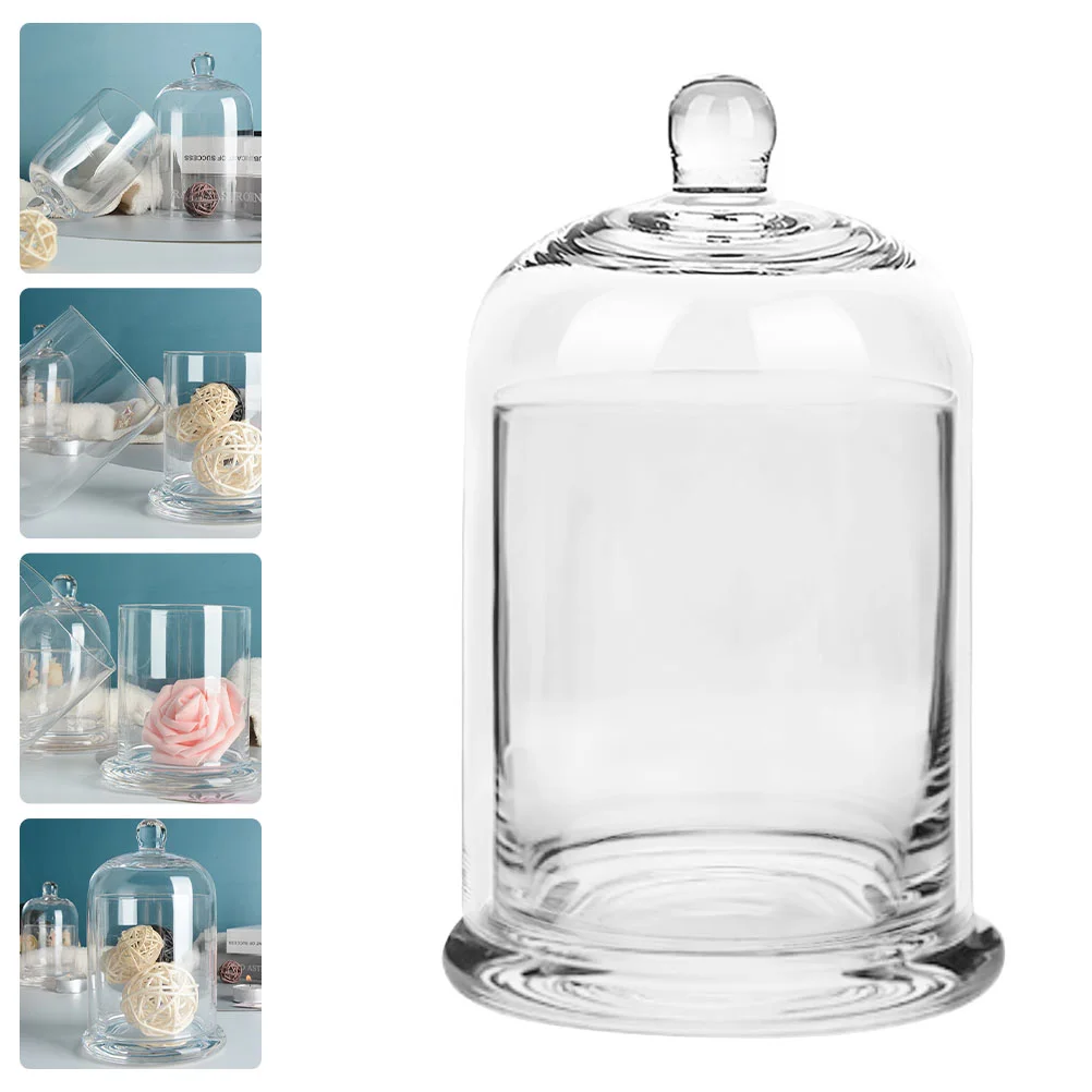 

Dome Cover Cloche Display Bell Jar Holder Clear Cake Cup Dessert Case Flower Tealight Candlestick Vintage Cheese Stand Aroma