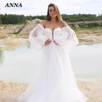 anna beauty wedding dress 2022 simple off shoulder sweetheart applique tulle vestido de noiva civil for women custom made