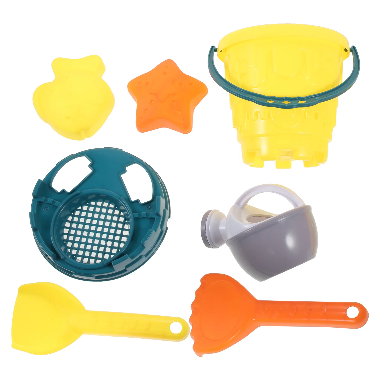 

1 Set of Lightweight Portable Kids Kids Toolss Mini Shovels Mini Sand Bucket Mini Jug Cartoon Fish Beach Cart