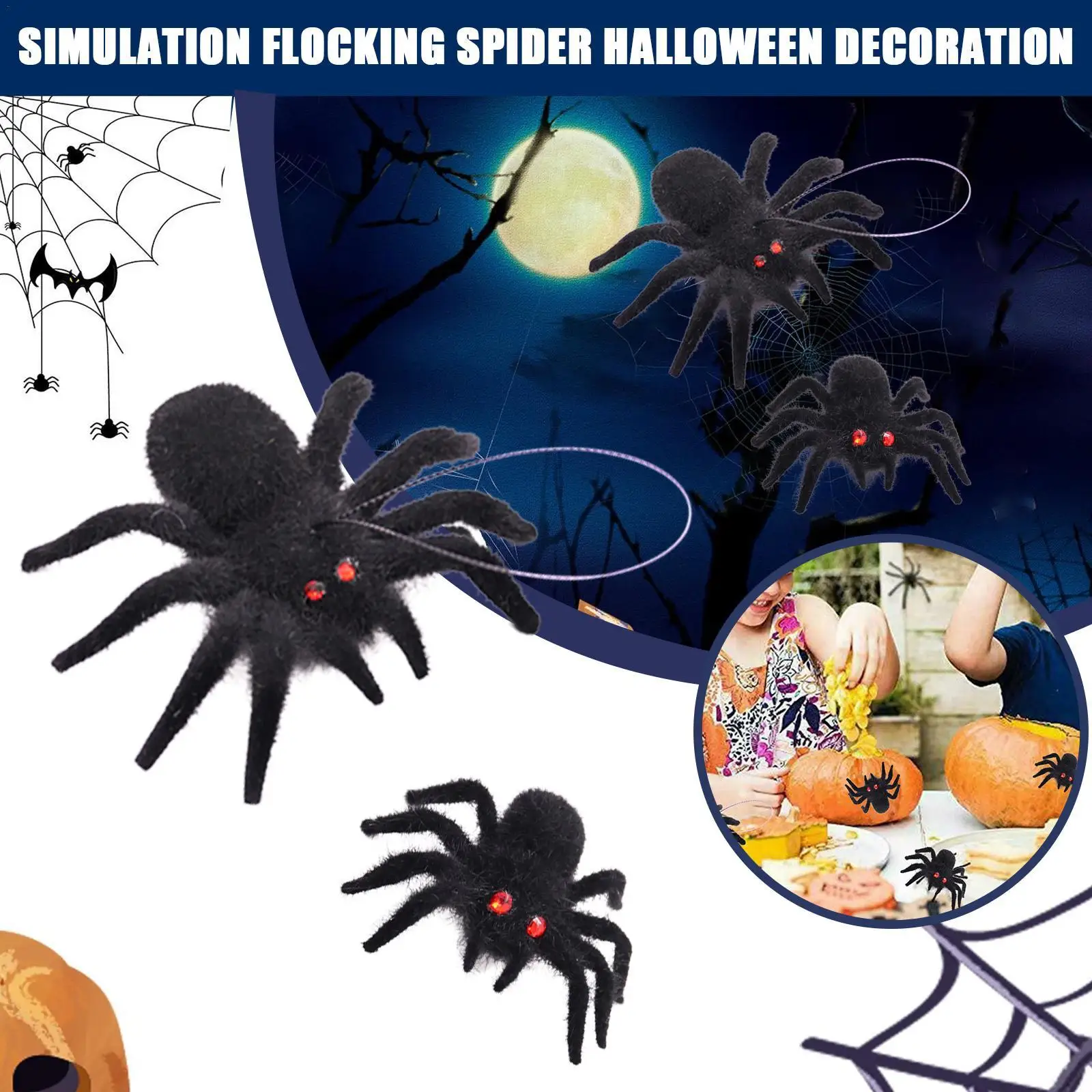 

Plush Black Halloween Spider Made Of Wire And Plush For Home Bar Decor Haunted House Halloween Party Decoration