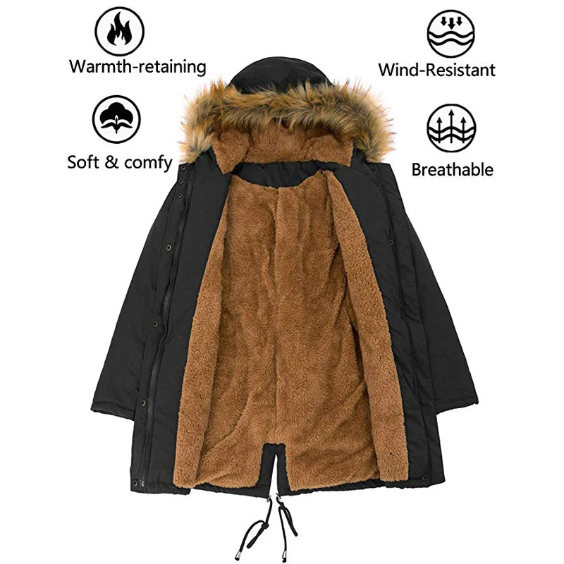 Winter Women's Jacket Hooded Wool Collar Warm Cotton Coat Parker Quilted Coat Long Paragraph Plus Down Slim Down Cotton Jacket