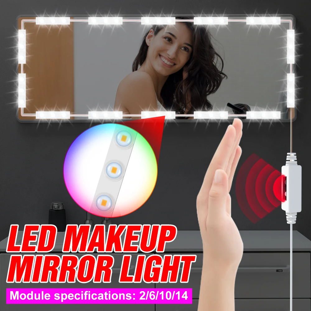 

Bathroom Mirrors LED Light Makeup Dressing Table Lamp USB Vanity Mirror Lights For Room Dresser Decoration Bedroom Nightlight