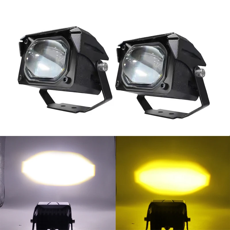 

Motorcycle 3 Inch Projector Lens Bicolor LED Work Light Car White Amber Truck Offroad Fog Lamp 30W 24V 12V LED Driving Lights