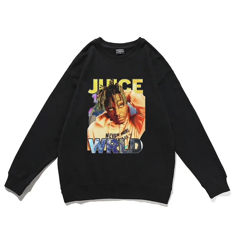 

Пуловер с круглым вырезом и принтом Rap Singer Juice WRLD, хлопковые пуловеры высокого качества, свободные универсальные свитшоты унисекс в стиле хи...