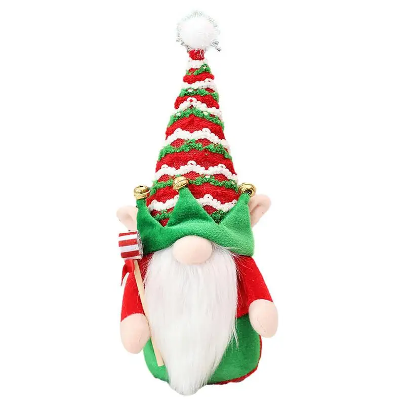 

Рождественский гном ручной работы, скандинавский шведский томте с красно-зеленой конической шляпой, плетеные волосы, длинная борода, Рудол...
