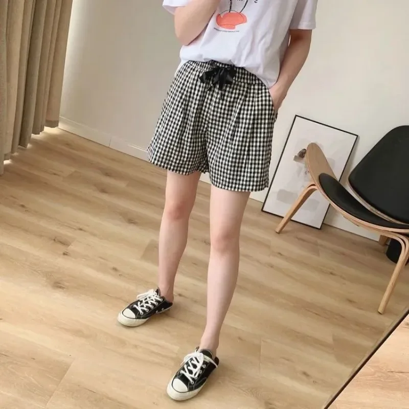 Винтажные повседневные женские короткие брюки широкие уличные Женские шорты