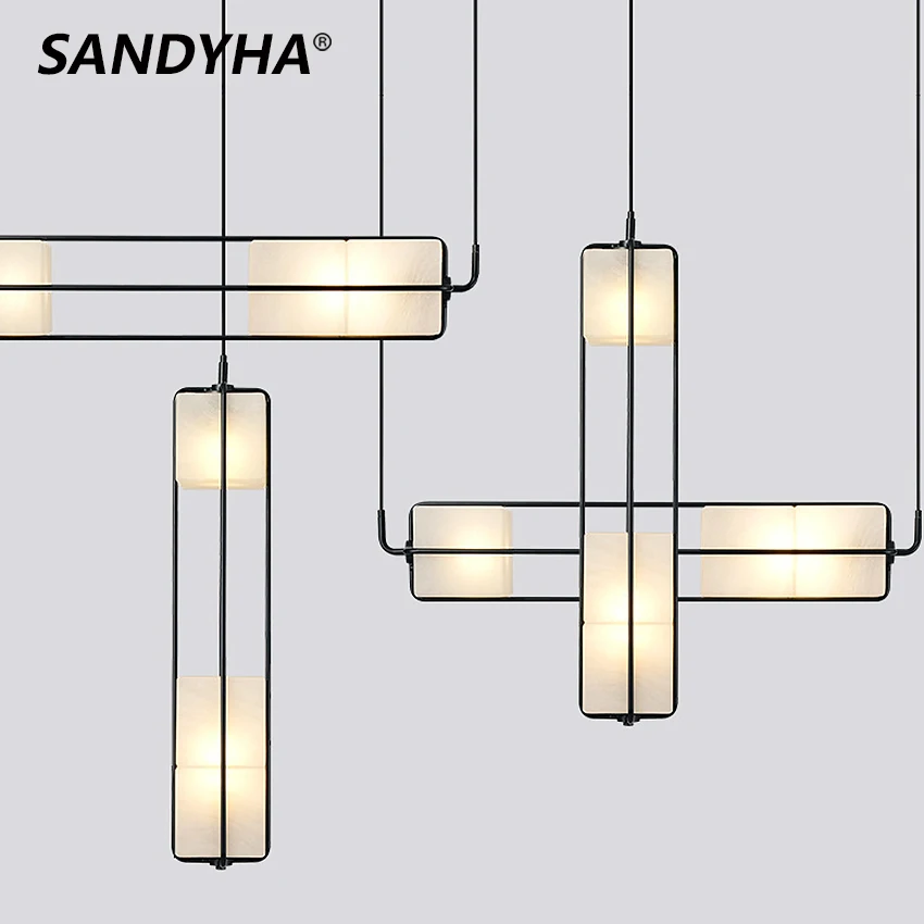 

Современные китайские черные люстры SANDYHA, длинная стеклянная люстра в коробке, роскошная светодиодная Подвесная лампа для гостиной, Подвесная лампа, домашний декор