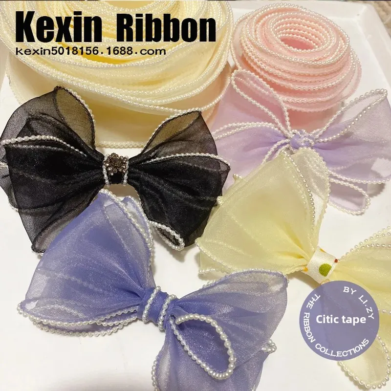 Жемчужные оборки сделай сам аксессуары для волос материал банта 6 см изогнутый