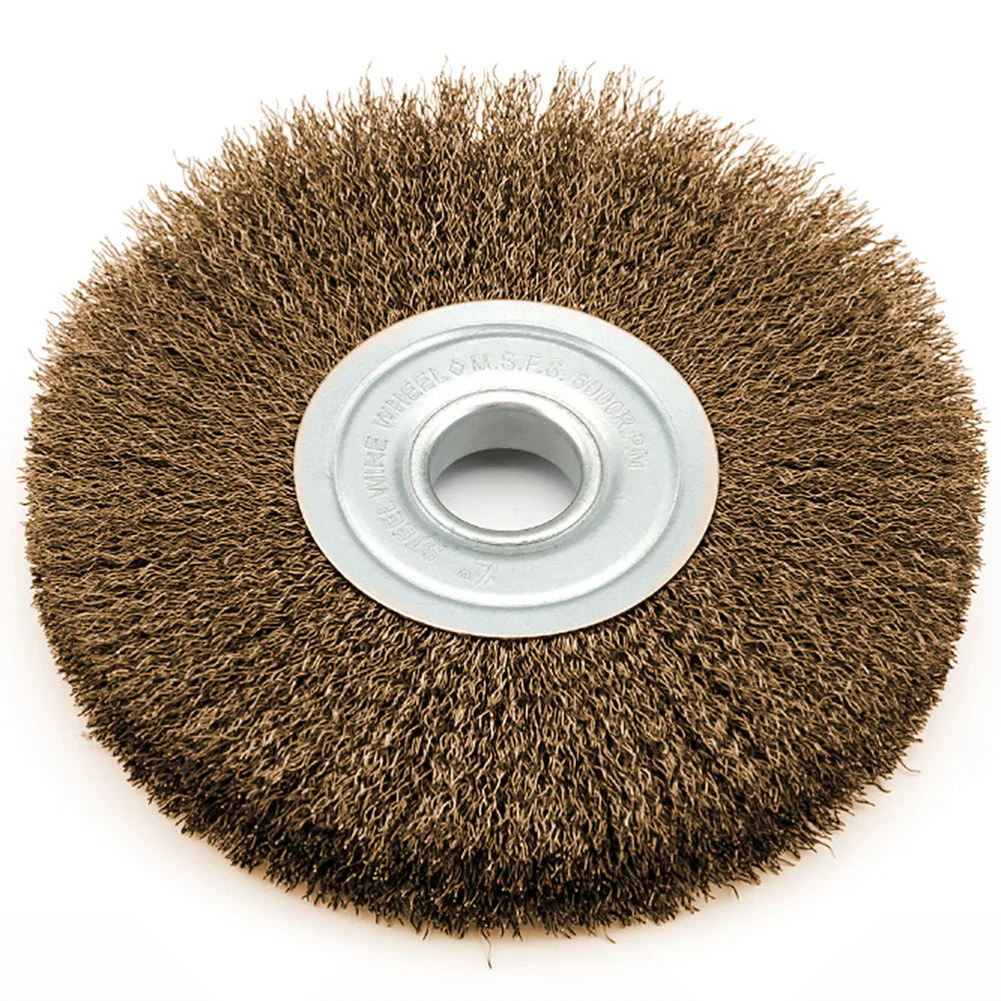 

4In Flat Crimped Stainless Steel Wire Wheel Brush For Bench Grinder Polishing Abrasive Tool For Metal Derust Wood Deburring